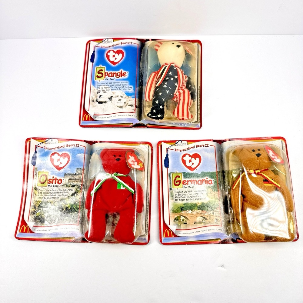 McDonald's Ty Teenie Beanie Babies International Bears II Trio Sealed